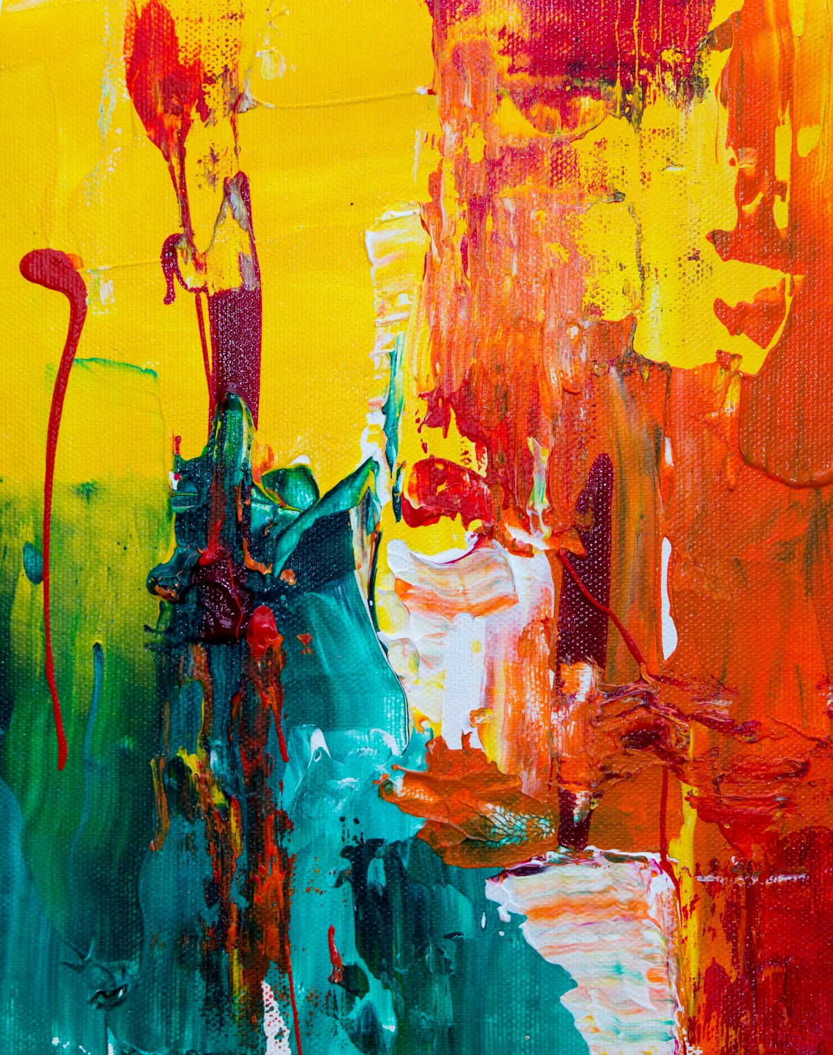 Patti Lyman abstract painting in orange and blue